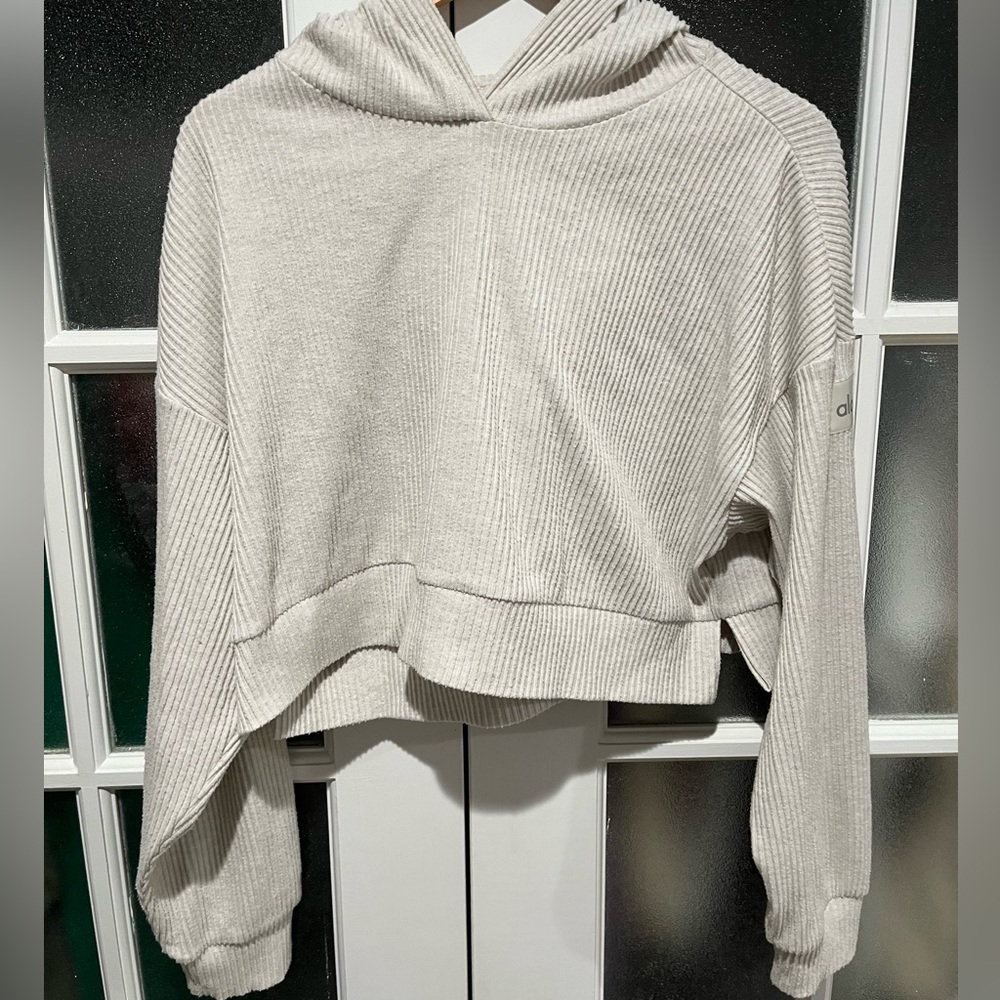 Alo Yoga M cropped ribbed hoodie